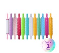Kit de Rodillos Texturizados para Decoración de Fondant, 12 Piezas, Herramientas de Plástico para Tartas, Diseños Antiadherentes, Colores Variados