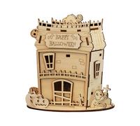 Kit de rompecabezas 3D de casa de zombies de Halloween, modelo de rompecabezas de madera 3D para adultos y tenns (versión de kit/33 piezas)