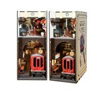 Kit de rompecabezas de madera 3D para rincón de libros, sujetalibros subterráneo de Baker Street London con luces LED, juego de construcción en miniatura para fanáticos de Sherlock Holmes, decoración