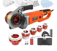 Kit De Roscador De Tubos EléCtrico con 6 Matrices Y Estuche De Transporte 2300W para Roscado Eficiente De TuberíAs para Proyectos De PlomeríA Y ConstruccióN,6 heads