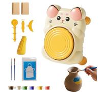 Kit de rueda de cerámica para niños - 8.66x6.14 pulgadas Artesanías hechas a mano para aprendizaje creativo, diversión artística con herramienta de forma de arcilla, rueda interactiva para educación e