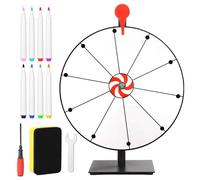 Kit de Rueda de Premio Giratoria de 40cm, Rueda de Ruleta de 10 Ranuras Rueda Giratoria de Rifa con Soporte Rueda Giratoria de Mesa para Carnaval Feria Comercial Juegos Giratorios (Blanco)