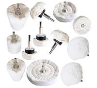 Kit de rueda de pulido de almohadilla de pulido de franela blanca, 12 unidades, rueda de pulido para taladro para metal, aluminio, acero inoxidable, cromo, madera, plástico, cerámica, madera, tela,