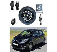 Kit de Rueda de Repuesto 16" compatible con Toyota Yaris 1999>2019 con Gata, Llave, Guantes, Tornillo y Funda125/80R16