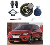 Kit de rueda de repuesto de 16 pulgadas, compatible con Seat Ibiza (no FR) con gato, llave, guantes y bolsa