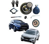 Kit de rueda de repuesto de 17 pulgadas, compatible con Suzuki S-Cross/SX4/Vitara con gato, llave, guantes, bolsa, organizador y tornillo de fijación para la carcasa 135/80R17