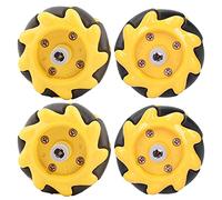 Kit de Ruedas Mecanum, Rueda Omnidireccional de 48mm/1,9 Pulgadas, Robot Inteligente, Piezas de Automóviles, Accesorios, Componentes de Juguete DIY(2 x rueda izquierda 2 x rueda derecha)