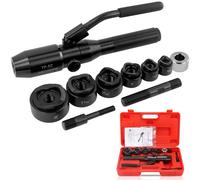 Kit de Sacabocados Hidráulicos,Perforadora de Láminas de Metal Excavadora de Agujeros Hidráulica,Punzonadora de Chapa Metálica con 6 Troqueles(22.5-61.5mm),para Aluminio,Latón,Black