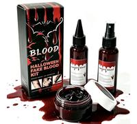 Kit de sangre falsa de Halloween, sangre de vampiro realista para disfraz de vampiro zombi, disfraz de maquillaje y decoración de fiesta