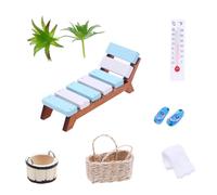 Kit de sauna para casa de muñecas, decoración de casa de muñecas | Plantas de exterior para casa de muñecas | Crea tu propia decoración para la escena de la playa, tumbona de madera,