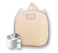 Kit de sauna portátil for una persona de cuerpo completo en casa, tienda de campaña con sombrero de spa, incluye izador de 2 litros con control remoto para relajarse(Champagne)