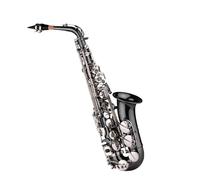 kit de saxofón Saxofón Alto Profesional De Latón Con Curva Eb E Plana, Llaves Chapadas En Níquel Negro Con Estuche, Guantes, Correas De Tela