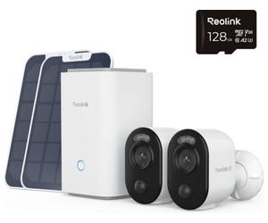 Kit de seguridad 3: 2 cámaras REOLINK B350 con panel solar + HUB de grabación (WiFi, batería/solar, 4K, 8 MP)