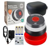 Kit de seguridad con Baliza de Emergencia V16 Geolocalizada y Conectada DGT 3.0 - Incluye Adaptador, Cable de alimentación y Funda antigolpes