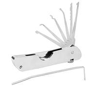 Kit de selección de cerraduras 7 en 1, herramienta plegable portátil, púas de gancho único de acero inoxidable, herramientas de reparación de cerrajero, multiherramienta con abridores rápidos seguros