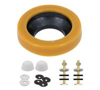 Kit de sellado de anillo de cera de inodoro para líneas de residuos, incluye pernos de latón macizo, arandelas, retenedores y funda con brida para instalación de inodoro de salida de suelo