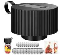 Kit de sellador al vacío Mason Tarro: sellador eléctrico portátil de alimentos negro de los años 40 para frascos Mason, bolsas, contenedores, extiende la frescura para frutos secos, verduras, carne