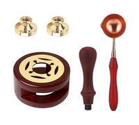 Kit de Sello de Cera Con Calentador, Cuchara de Fusión y 2 Cabezas - Para Sellar Sobres, Invitaciones de Boda y Embalaje de Regalo