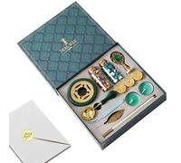 Kit de sello de cera - Juego completo de sellos de cera para sobres, cuentas de cera creativas y pellets | Kit de sello de fuego todo en, colección de sellos de sello de letras co