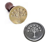 Kit de sello de cera, sello de árbol de gondor con mango de madera vintage para sobres de boda, invitación, decoración de Navidad (sello de árbol de gondor)