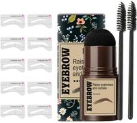Kit de sello para cejas y plantillas de cejas, plantilla de cejas de larga duración con 10 plantillas reutilizables multifuncionales, maquillaje de cejas para todo el día, kit de estampado y modelado