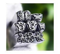 Kit de sellos de acero con patrón de mariposa, estampado de Metal, 7 piezas, para estampado de cuero y Metal, manualidades DIY y joyería personalizada hecha a mano(Pattern 14-1 PCS,5mm)