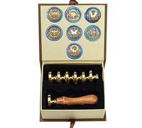 Kit de sellos de cera, ANBOSE Set de sellos de cera de animales con 7 cabezas de latón removibles y 1 mango de madera, sello de cera de animales estrellados para tarjetas e invitaciones