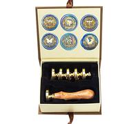 Kit de sellos de cera, ANBOSE Set de sellos de cera para animales con 6 cabezas de latón removibles y 1 mango de madera, Mariposa estrellada Abeja Dragón Sello de cera para tarjetas