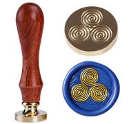 Kit de sellos de cera de sellado en espiral triple sellos de cera de sellado de 30 mm retro sellos de hielo cabezales de latón extraíbles con mango de madera para invitaciones de sobre