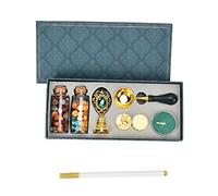 Kit de sellos de cera, grabado transparente con calor, mango delicado para invitaciones de boda (SP272 mango de diamante verde oscuro oro antiguo)