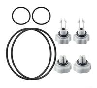 Kit de sellos de repuesto para bomba de filtro para filtros de piscina Intex, 2500 GPH y menos, incluye válvulas de aire/sedimento (10460), juntas tóricas (10264/10712/11330), válvula B (10725), negro