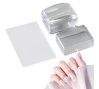 Kit de sellos de uñas, juego de sellos de uñas de silicona, sello rectangular con raspador, gelatina para estampado de uñas, gelatina sin extravío para el hogar, salón, , vacaciones, práctica