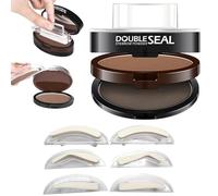Kit de Sellos para Cejas de Doble Color Para Mujeres, Sello para Cejas Impermeable con Polvo Resistente al Sudor y de Larga Duración, con 3 Plantillas Intercambiables y Pincel, Acabado Mate Natural(A)