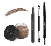 Kit de sellos para cejas LAVONE: l piz de cejas resistente al agua, delineador de ojos, pomada para cejas y pincel de doble punta - Chocolate