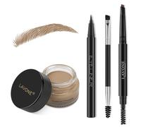 Kit de sellos para cejas LAVONE: l piz de cejas resistente al agua, delineador, pomada para cejas y pincel de doble punta - Taupe