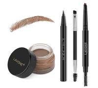 Kit de sellos para cejas LAVONE: l piz impermeable, delineador, pomada y pincel doble - Auburn