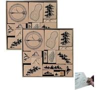 Kit De Sellos Para Hacer Mapas Hechos A Mano, 16 Piezas, Sello De Goma De Madera, Sellos De Goma Hechos A Mano Con BrúJula, Regalo Ideal Para Diarios, Mapas Rpg, Arte De Pared Y Diario Creativo,2PCS