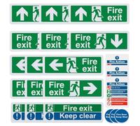 Kit de señal de salida - 21 unidades - Etiquetas de escape - Señales de ruta de evacuación | Marcadores de seguridad direccional, pegatinas contra incendios, Comité para las normas de seguridad