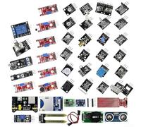 Kit de sensor 37 en 1 para proyectos de robótica educativa Arduino, conjunto completo con fuente de alimentación de 5 V, caja de plástico, recursos para principiantes negros