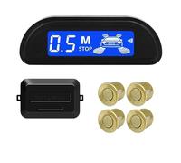 Kit de sensores de aparcamiento para coche con monitor de marcha atrás automático de 22 mm, 4 sensores, detector de radar, pantalla de retroiluminación, sensor de aparcamiento (blanco) (dorado)