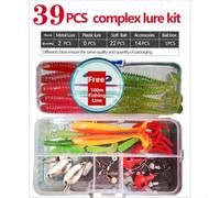 Kit de señuelo de pesca de trucha, kit de señuelo de pesca de lucio, juego todo en uno con cebos TPR y organización de aparejos EVA (E)