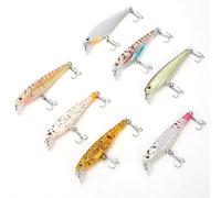 Kit de señuelos de Pesca Minnow de 6,5 cm y 3,8 g, 7 Piezas, Cebo Artificial Realista con Ojos holográficos 3D, Colores Brillantes para Agua Salada, Agua Dulce, Lagos y ríos.