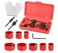 Kit de sierra perforadora, juego de 11 sierras perforadoras de 19 a 64 mm, perfecto para perforar metal suave, madera, PVC, plástico, sierras de corona de acero al carbono, herramientas con un par de