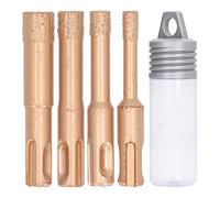 Kit de sierras de orificios soldados de 4 piezas con vástago triangular, juego de brocas de taladro de núcleo de esmeril para azulejos de vidrio, mármol y granito, diseño de ranura