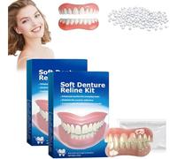 Kit de silicona suave para prótesis dentales, reine de silicona para prótesis, kit de relineador de prótesis suave, kit de línea de dentadura suave para hombres y mujeres (2 cajas)