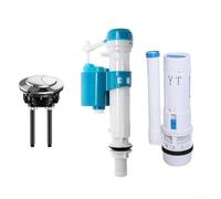 Kit de sistema de descarga de inodoro con válvula de descarga dual ajustable para cisterna, entrada de extensión de 33 cm, piezas de reparación de polipropileno blanco compatibles con tanques de agua