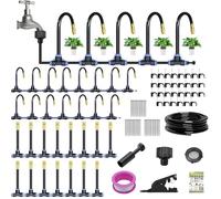Kit de sistema de irrigación de goteo Quick-Connect, juego de riego automático curvo de 360 °, sistema de misting para jardines, cama de flores y plantas, riego
