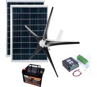 Kit de sistema híbrido de turbina eólica de eje vertical de 8000 W con controlador y 2 paneles solares de 100 W para uso doméstico