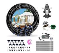 Kit de Sisteme de Enfriamiento por Nebulización, Sisteme de Nebulizacion para Exteriores con Bomba silenciosa de 24v, Kits de Riego por Goteo para Césped