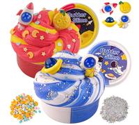 Kit de Slime de Mantequilla LAWOHO de 2x120ml con 6 Paquetes de complementos, Slime de Galaxia para Regalos de Fiesta de niños, Kit de Slime de Galaxia para niñas y niños, Halloween, Navidad y Pascua